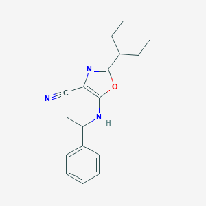 molecular formula C17H21N3O B385518 2-(1-Ethylpropyl)-5-[(1-phenylethyl)amino]-1,3-oxazole-4-carbonitrile CAS No. 628273-90-5
