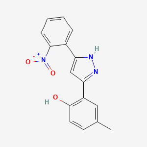 molecular formula C16H13N3O3 B3855192 4-methyl-2-[5-(2-nitrophenyl)-1H-pyrazol-3-yl]phenol 