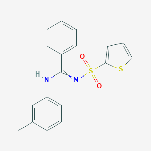 molecular formula C18H16N2O2S2 B385520 N-(3-methylphenyl)-N'-thiophen-2-ylsulfonylbenzenecarboximidamide 