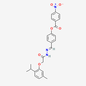 4-{2-[(2-isopropyl-5-methylphenoxy)acetyl]carbonohydrazonoyl}phenyl 4-nitrobenzoate