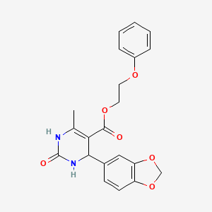 molecular formula C21H20N2O6 B3855298 2-phenoxyethyl 4-(1,3-benzodioxol-5-yl)-6-methyl-2-oxo-1,2,3,4-tetrahydro-5-pyrimidinecarboxylate 