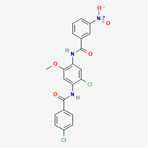 molecular formula C21H15Cl2N3O5 B3855317 N-{5-chloro-4-[(4-chlorobenzoyl)amino]-2-methoxyphenyl}-3-nitrobenzamide 