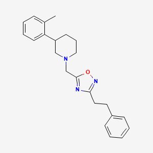 molecular formula C23H27N3O B3855331 3-(2-methylphenyl)-1-{[3-(2-phenylethyl)-1,2,4-oxadiazol-5-yl]methyl}piperidine 