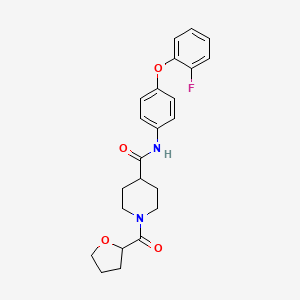 molecular formula C23H25FN2O4 B3855350 N-[4-(2-fluorophenoxy)phenyl]-1-(tetrahydro-2-furanylcarbonyl)-4-piperidinecarboxamide 