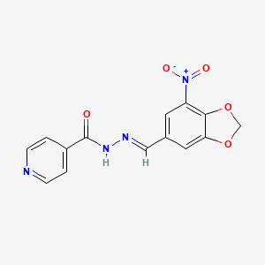 molecular formula C14H10N4O5 B3855358 N'-[(7-nitro-1,3-benzodioxol-5-yl)methylene]isonicotinohydrazide 