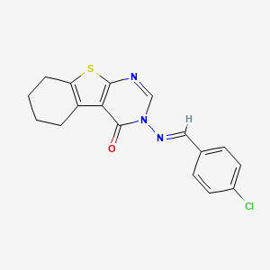 molecular formula C17H14ClN3OS B3855381 3-[(4-chlorobenzylidene)amino]-5,6,7,8-tetrahydro[1]benzothieno[2,3-d]pyrimidin-4(3H)-one 