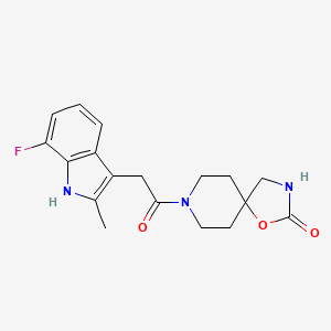 molecular formula C18H20FN3O3 B3855423 8-[(7-fluoro-2-methyl-1H-indol-3-yl)acetyl]-1-oxa-3,8-diazaspiro[4.5]decan-2-one 