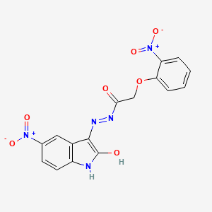 molecular formula C16H11N5O7 B3855467 N'-(5-nitro-2-oxo-1,2-dihydro-3H-indol-3-ylidene)-2-(2-nitrophenoxy)acetohydrazide 