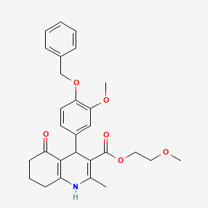 molecular formula C28H31NO6 B3855485 2-methoxyethyl 4-[4-(benzyloxy)-3-methoxyphenyl]-2-methyl-5-oxo-1,4,5,6,7,8-hexahydro-3-quinolinecarboxylate 
