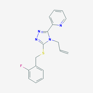 molecular formula C17H15FN4S B385558 2-(4-Allyl-5-((2-fluorobenzyl)thio)-4H-1,2,4-triazol-3-yl)pyridine CAS No. 618880-04-9
