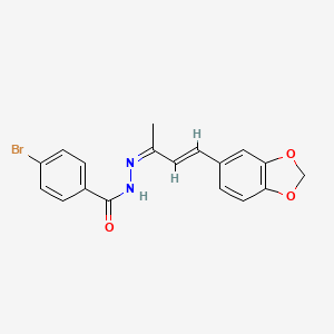molecular formula C18H15BrN2O3 B3855599 N'-[3-(1,3-benzodioxol-5-yl)-1-methyl-2-propen-1-ylidene]-4-bromobenzohydrazide 