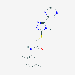 molecular formula C17H18N6OS B385560 N-(2,5-dimethylphenyl)-2-{[4-methyl-5-(pyrazin-2-yl)-4H-1,2,4-triazol-3-yl]sulfanyl}acetamide CAS No. 843622-60-6