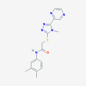 molecular formula C17H18N6OS B385561 N-(3,4-dimethylphenyl)-2-{[4-methyl-5-(pyrazin-2-yl)-4H-1,2,4-triazol-3-yl]sulfanyl}acetamide CAS No. 720677-88-3