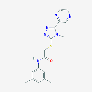 molecular formula C17H18N6OS B385562 N-(3,5-dimethylphenyl)-2-{[4-methyl-5-(pyrazin-2-yl)-4H-1,2,4-triazol-3-yl]sulfanyl}acetamide CAS No. 720677-89-4