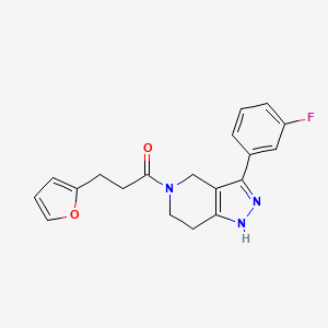 molecular formula C19H18FN3O2 B3855627 3-(3-fluorophenyl)-5-[3-(2-furyl)propanoyl]-4,5,6,7-tetrahydro-1H-pyrazolo[4,3-c]pyridine 