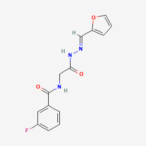 molecular formula C14H12FN3O3 B3855646 3-fluoro-N-{2-[2-(2-furylmethylene)hydrazino]-2-oxoethyl}benzamide 