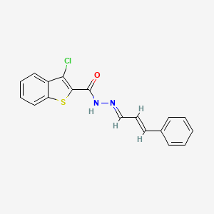molecular formula C18H13ClN2OS B3855651 3-chloro-N'-(3-phenyl-2-propen-1-ylidene)-1-benzothiophene-2-carbohydrazide 