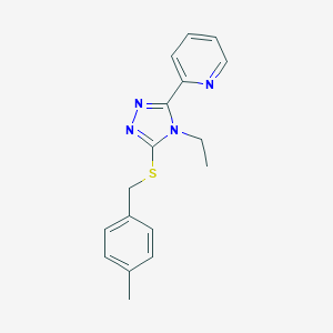 molecular formula C17H18N4S B385566 2-{4-ethyl-5-[(4-methylbenzyl)sulfanyl]-4H-1,2,4-triazol-3-yl}pyridine CAS No. 578748-19-3