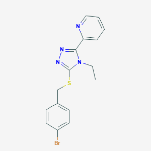 molecular formula C16H15BrN4S B385567 4-bromobenzyl 4-ethyl-5-(2-pyridinyl)-4H-1,2,4-triazol-3-yl sulfide CAS No. 618415-41-1