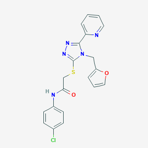 molecular formula C20H16ClN5O2S B385573 N-(4-chlorophenyl)-2-[[4-(furan-2-ylmethyl)-5-pyridin-2-yl-1,2,4-triazol-3-yl]sulfanyl]acetamide CAS No. 720677-96-3