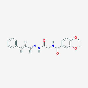 molecular formula C20H19N3O4 B3855772 N-{2-oxo-2-[2-(3-phenyl-2-propen-1-ylidene)hydrazino]ethyl}-2,3-dihydro-1,4-benzodioxine-6-carboxamide 