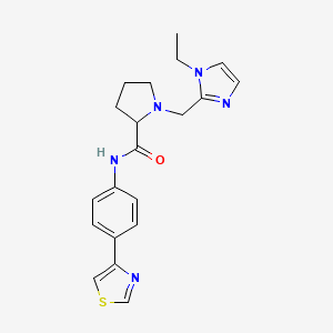 molecular formula C20H23N5OS B3855801 1-[(1-ethyl-1H-imidazol-2-yl)methyl]-N-[4-(1,3-thiazol-4-yl)phenyl]prolinamide 