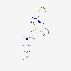 molecular formula C21H20N4O3S2 B385581 N-(4-ethoxyphenyl)-2-[[4-(furan-2-ylmethyl)-5-thiophen-2-yl-1,2,4-triazol-3-yl]sulfanyl]acetamide CAS No. 579446-52-9