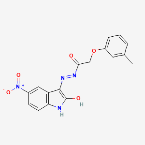 molecular formula C17H14N4O5 B3855827 2-(3-methylphenoxy)-N'-(5-nitro-2-oxo-1,2-dihydro-3H-indol-3-ylidene)acetohydrazide 