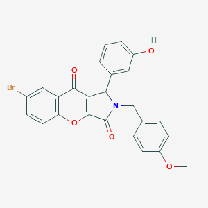 molecular formula C25H18BrNO5 B385585 7-Bromo-1-(3-hydroxyphenyl)-2-(4-methoxybenzyl)-1,2-dihydrochromeno[2,3-c]pyrrole-3,9-dione 