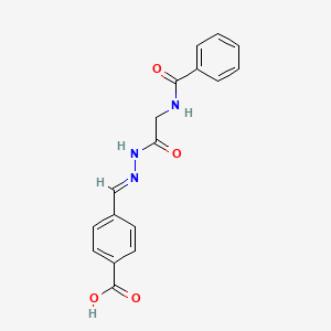 molecular formula C17H15N3O4 B3855884 4-{2-[(benzoylamino)acetyl]carbonohydrazonoyl}benzoic acid 
