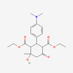 molecular formula C21H29NO6 B3855916 diethyl 2-[4-(dimethylamino)phenyl]-4-hydroxy-4-methyl-6-oxo-1,3-cyclohexanedicarboxylate 