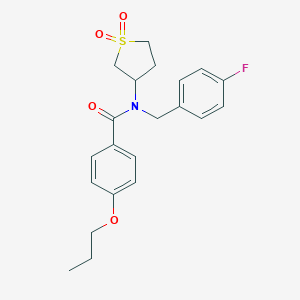 molecular formula C21H24FNO4S B385596 N-(1,1-dioxidotetrahydro-3-thienyl)-N-(4-fluorobenzyl)-4-propoxybenzamide 