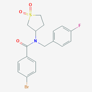 molecular formula C18H17BrFNO3S B385597 4-bromo-N-(1,1-dioxidotetrahydro-3-thienyl)-N-(4-fluorobenzyl)benzamide CAS No. 720669-74-9
