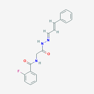 2-fluoro-N-{2-oxo-2-[2-(3-phenyl-2-propen-1-ylidene)hydrazino]ethyl}benzamide