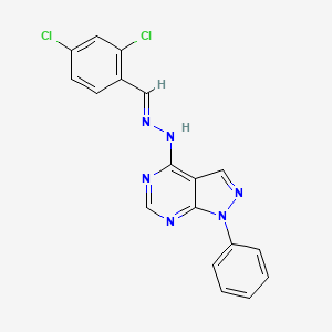 molecular formula C18H12Cl2N6 B3856008 2,4-dichlorobenzaldehyde (1-phenyl-1H-pyrazolo[3,4-d]pyrimidin-4-yl)hydrazone 