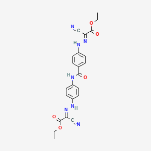molecular formula C23H21N7O5 B3856027 ethyl cyano{[4-({4-[2-(1-cyano-2-ethoxy-2-oxoethylidene)hydrazino]benzoyl}amino)phenyl]hydrazono}acetate 