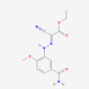 molecular formula C13H14N4O4 B3856036 ethyl {[5-(aminocarbonyl)-2-methoxyphenyl]hydrazono}(cyano)acetate 