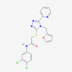 molecular formula C20H15Cl2N5O2S B385605 N-(3,4-dichlorophenyl)-2-[[4-(furan-2-ylmethyl)-5-pyridin-2-yl-1,2,4-triazol-3-yl]sulfanyl]acetamide CAS No. 680599-40-0