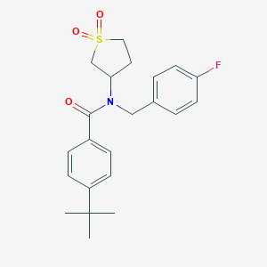 molecular formula C22H26FNO3S B385607 4-tert-butyl-N-(1,1-dioxidotetrahydro-3-thienyl)-N-(4-fluorobenzyl)benzamide CAS No. 720669-91-0