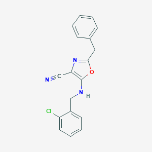 molecular formula C18H14ClN3O B385608 2-Benzyl-5-[(2-chlorobenzyl)amino]-1,3-oxazole-4-carbonitrile CAS No. 720670-84-8
