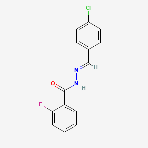 molecular formula C14H10ClFN2O B3856123 N'-(4-chlorobenzylidene)-2-fluorobenzohydrazide 
