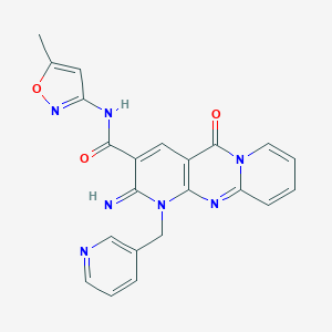 6-Imino-N-(5-methyl-1,2-oxazol-3-yl)-2-oxo-7-(pyridin-3-ylmethyl)-1,7,9-triazatricyclo[8.4.0.03,8]tetradeca-3(8),4,9,11,13-pentaene-5-carboxamide