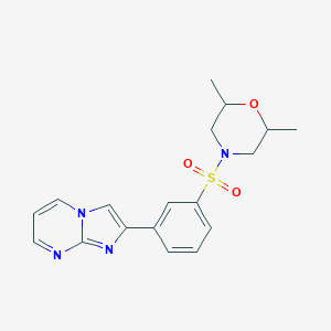 molecular formula C18H20N4O3S B385614 2-{3-[(2,6-Dimethyl-4-morpholinyl)sulfonyl]phenyl}imidazo[1,2-a]pyrimidine CAS No. 720671-07-8