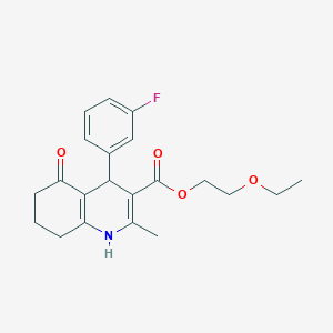 molecular formula C21H24FNO4 B3856140 2-ethoxyethyl 4-(3-fluorophenyl)-2-methyl-5-oxo-1,4,5,6,7,8-hexahydro-3-quinolinecarboxylate 