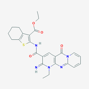 Ethyl 2-[(7-ethyl-6-imino-2-oxo-1,7,9-triazatricyclo[8.4.0.03,8]tetradeca-3(8),4,9,11,13-pentaene-5-carbonyl)amino]-4,5,6,7-tetrahydro-1-benzothiophene-3-carboxylate