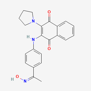 molecular formula C22H21N3O3 B3856158 2-{[4-(N-hydroxyethanimidoyl)phenyl]amino}-3-(1-pyrrolidinyl)naphthoquinone 