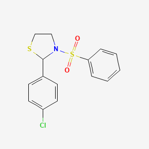 molecular formula C15H14ClNO2S2 B3856190 2-(4-chlorophenyl)-3-(phenylsulfonyl)-1,3-thiazolidine CAS No. 5474-16-8