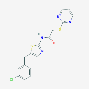 N-[5-(3-chlorobenzyl)-1,3-thiazol-2-yl]-2-(2-pyrimidinylsulfanyl)acetamide