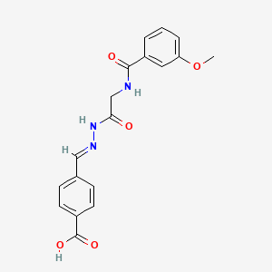 molecular formula C18H17N3O5 B3856221 4-(2-{[(3-methoxybenzoyl)amino]acetyl}carbonohydrazonoyl)benzoic acid 