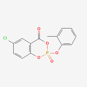 molecular formula C14H10ClO5P B3856309 6-chloro-2-(2-methylphenoxy)-4H-1,3,2-benzodioxaphosphinin-4-one 2-oxide 